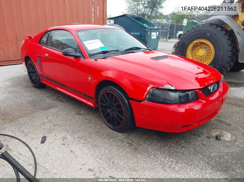FORD MUSTANG 2002, VIN 1FAFP40422F211562