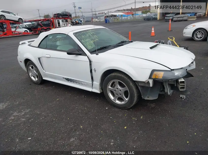 FORD MUSTANG 2003, VIN 1FAFP44423F402149