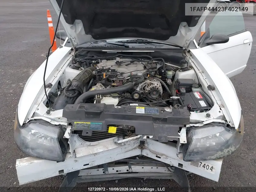 2003 FORD MUSTANG VIN 1FAFP44423F402149 — фото 10