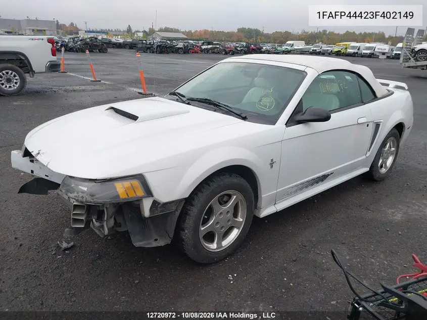2003 FORD MUSTANG VIN 1FAFP44423F402149 — фото 2