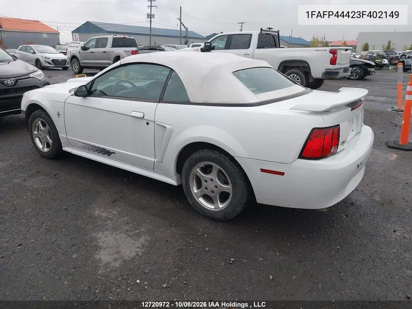 2003 FORD MUSTANG VIN 1FAFP44423F402149 — фото 3