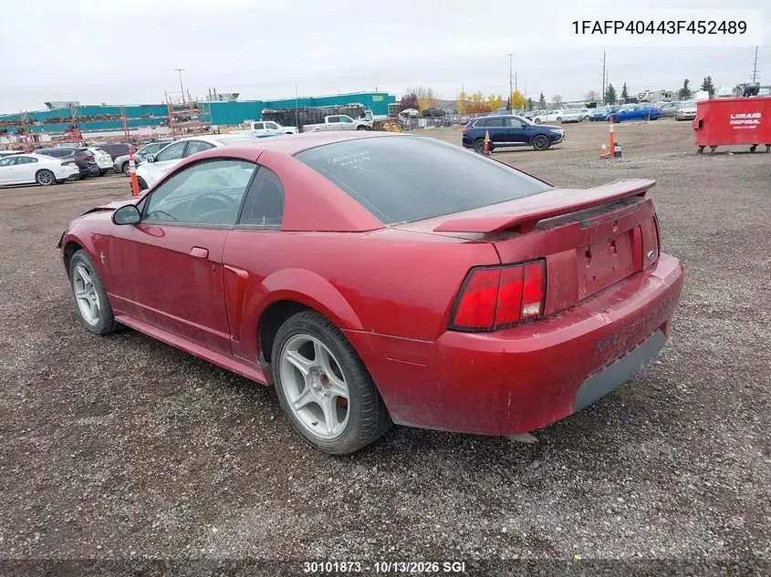 2003 FORD MUSTANG VIN 1FAFP40443F452489 — фото 3