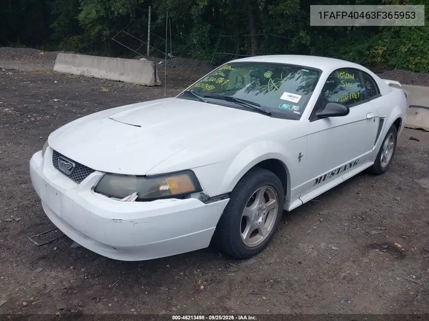 2003 FORD MUSTANG VIN 1FAFP40463F365953 — фото 2