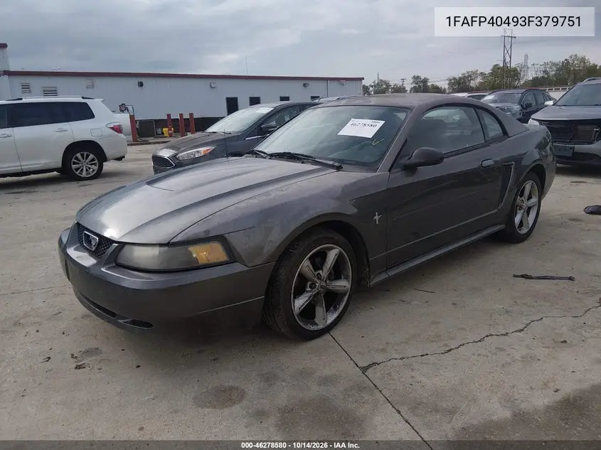 2003 FORD MUSTANG VIN 1FAFP40493F379751 — фото 2