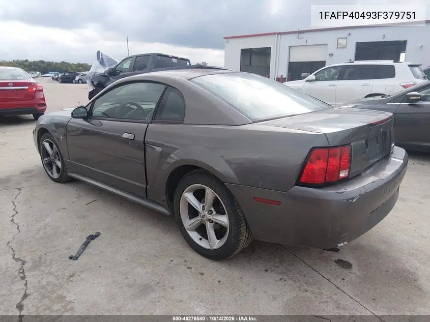 2003 FORD MUSTANG VIN 1FAFP40493F379751 — фото 3