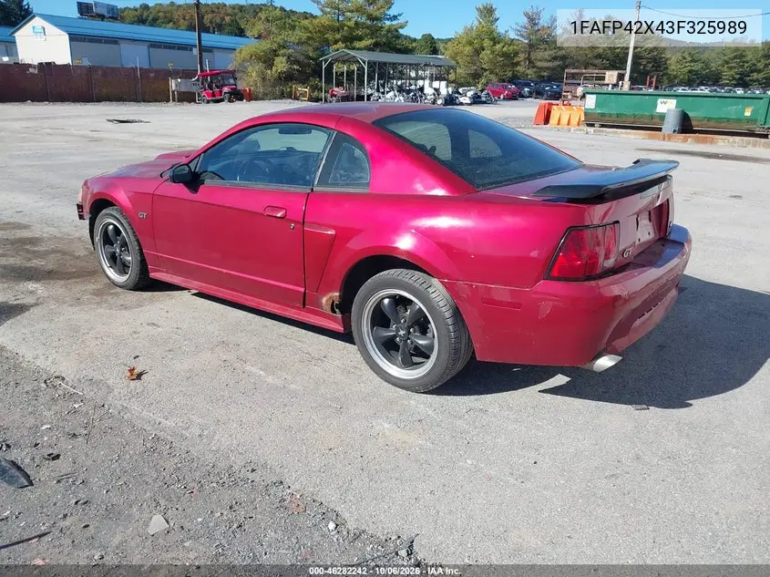 2003 FORD MUSTANG VIN 1FAFP42X43F325989 — фото 3