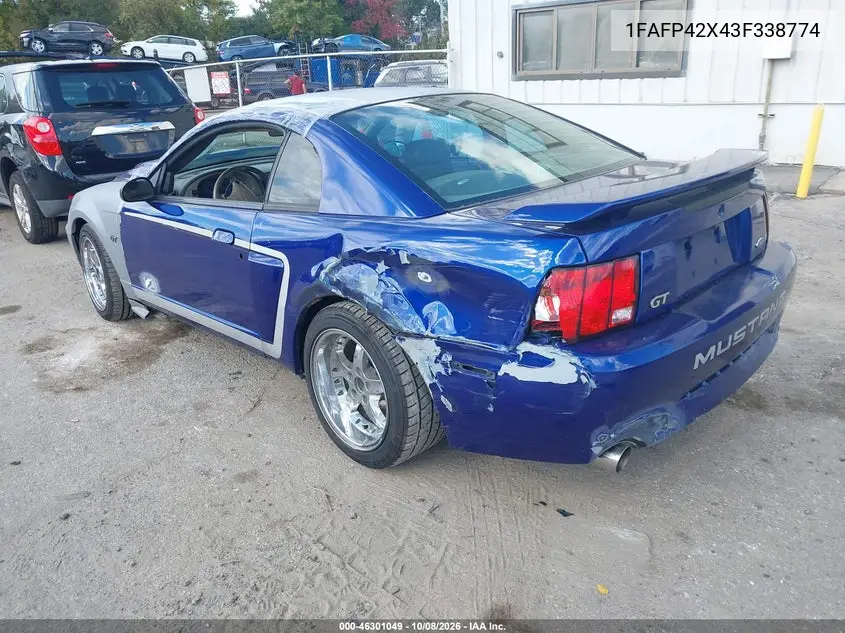 2003 FORD MUSTANG VIN 1FAFP42X43F338774 — фото 3