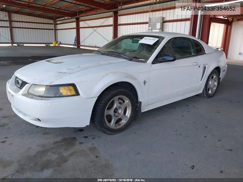 2003 FORD MUSTANG VIN 1FAFP40433F354652 — фото 2