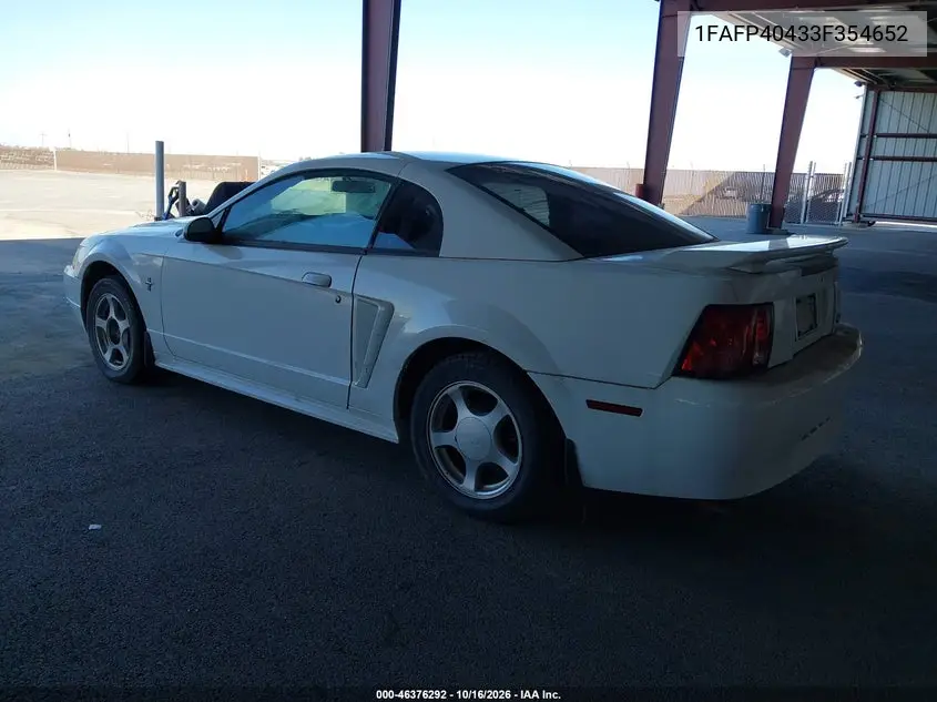 2003 FORD MUSTANG VIN 1FAFP40433F354652 — фото 3