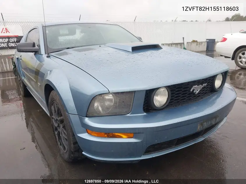 FORD MUSTANG 2005, VIN 1ZVFT82H155118603