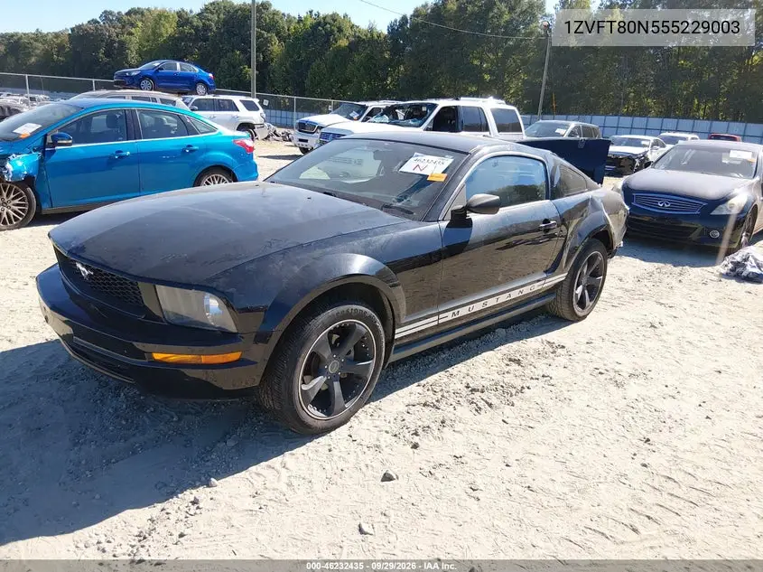 2005 FORD MUSTANG VIN 1ZVFT80N555229003 — фото 2