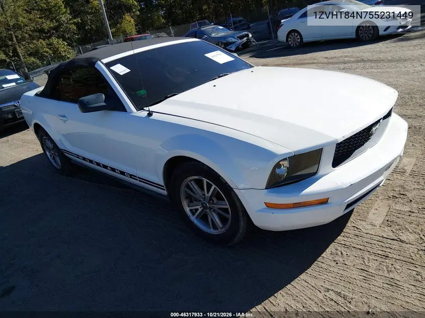 FORD MUSTANG 2005, VIN 1ZVHT84N755231449