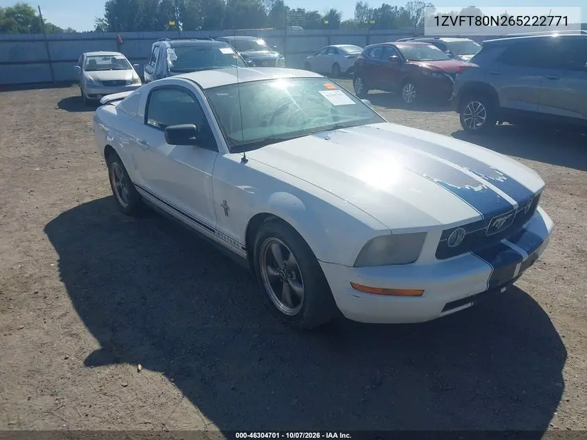 FORD MUSTANG 2006, VIN 1ZVFT80N265222771
