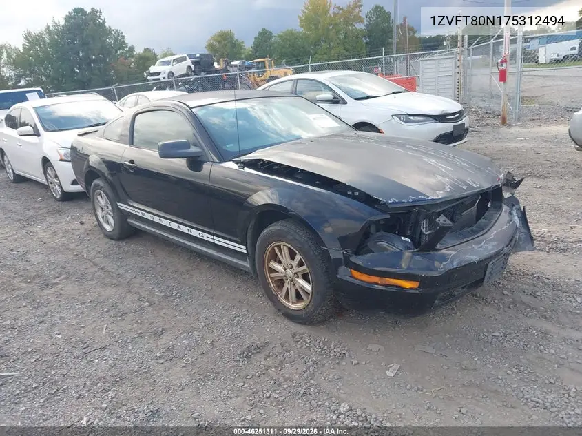 FORD MUSTANG 2007, VIN 1ZVFT80N175312494