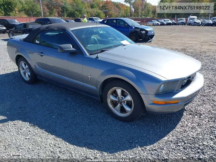 FORD MUSTANG 2007, VIN 1ZVFT84NX75198022