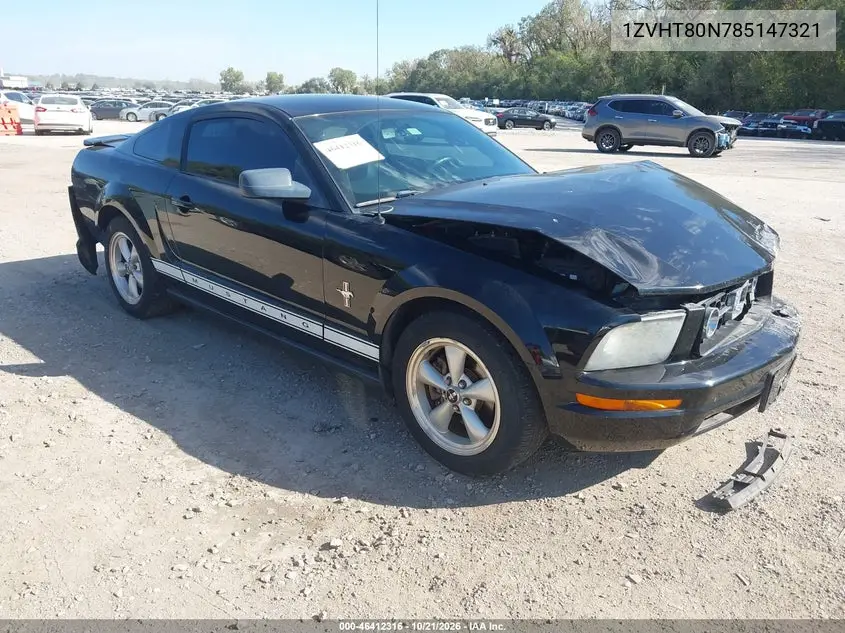 FORD MUSTANG 2008, VIN 1ZVHT80N785147321