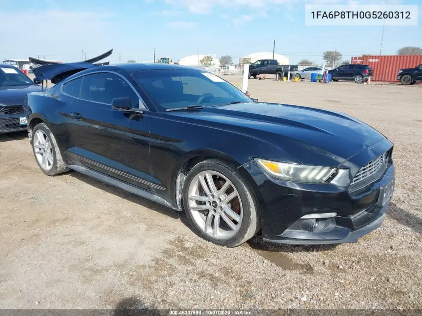 FORD MUSTANG 2016, VIN 1FA6P8TH0G5260312