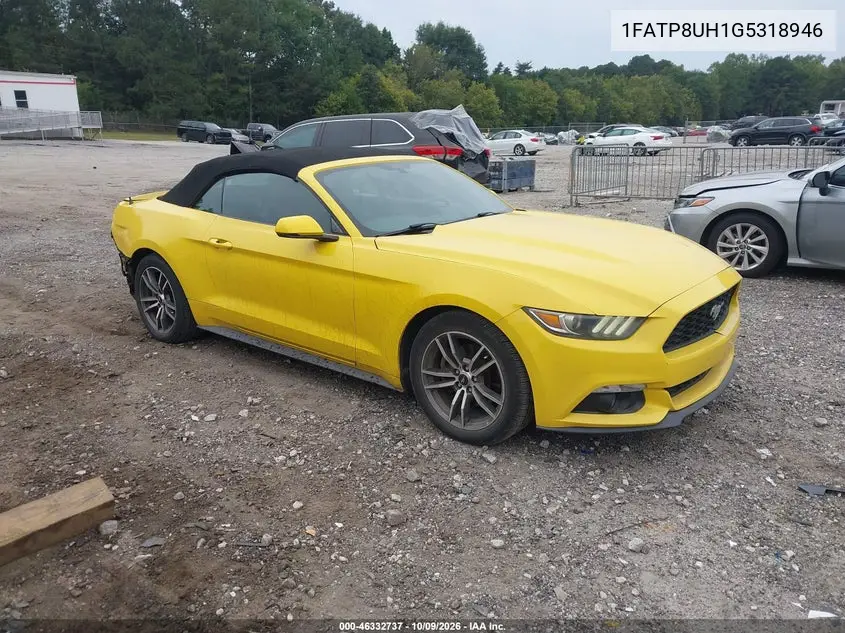 FORD MUSTANG 2016, VIN 1FATP8UH1G5318946