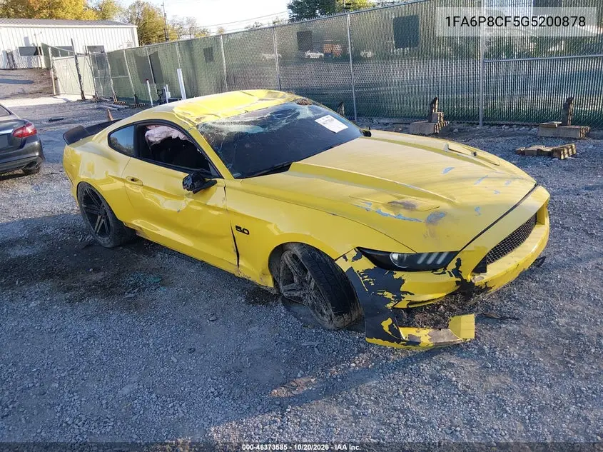 FORD MUSTANG 2016, VIN 1FA6P8CF5G5200878