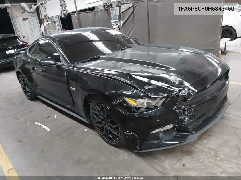 FORD MUSTANG 2017, VIN 1FA6P8CF0H5343450
