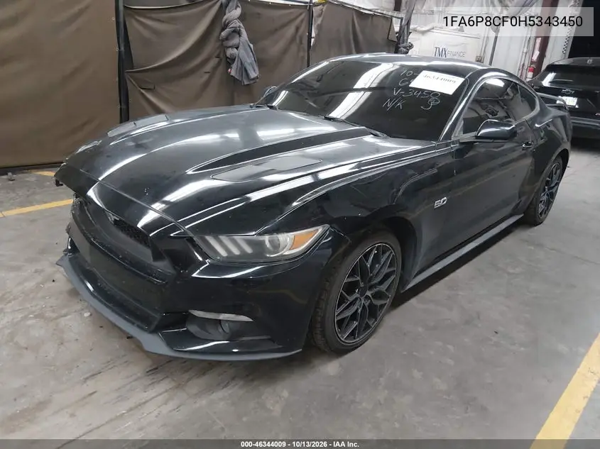2017 FORD MUSTANG VIN 1FA6P8CF0H5343450 — фото 2
