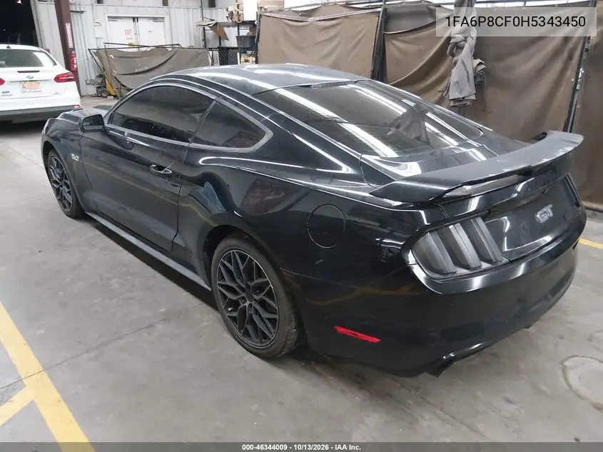 2017 FORD MUSTANG VIN 1FA6P8CF0H5343450 — фото 3