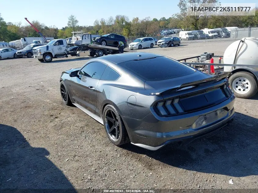 2019 FORD MUSTANG VIN 1FA6P8CF2K5111777 — фото 3