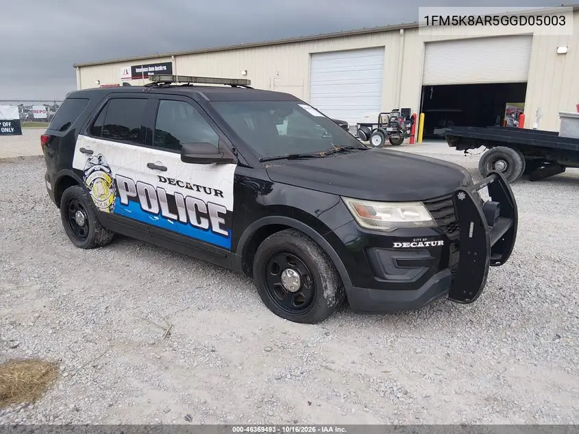 FORD POLICE 2016, VIN 1FM5K8AR5GGD05003