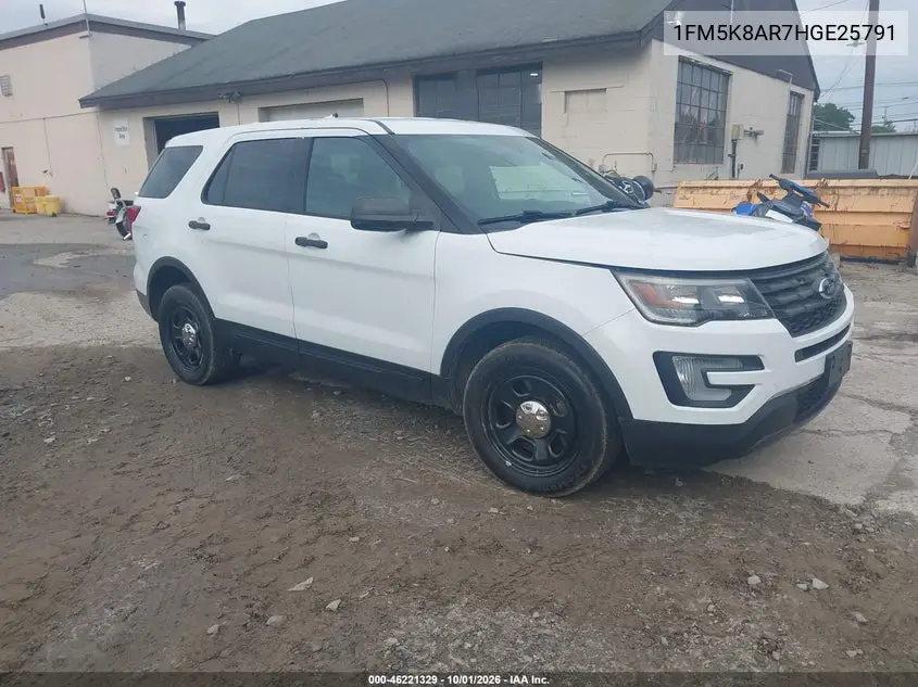 FORD POLICE 2017, VIN 1FM5K8AR7HGE25791