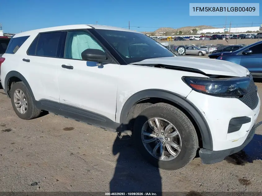 FORD POLICE 2020, VIN 1FM5K8AB1LGB00409