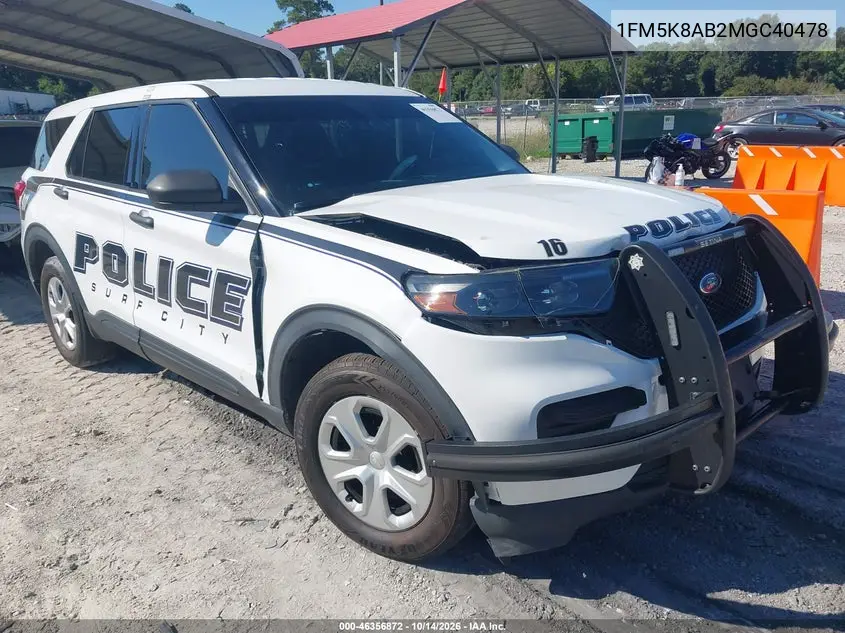 FORD POLICE 2021, VIN 1FM5K8AB2MGC40478