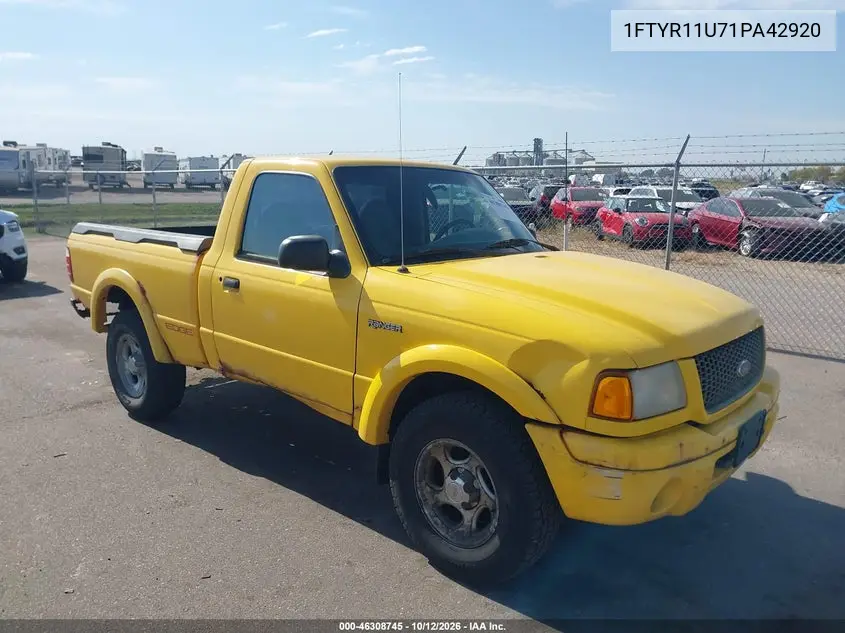 FORD RANGER 2001, VIN 1FTYR11U71PA42920
