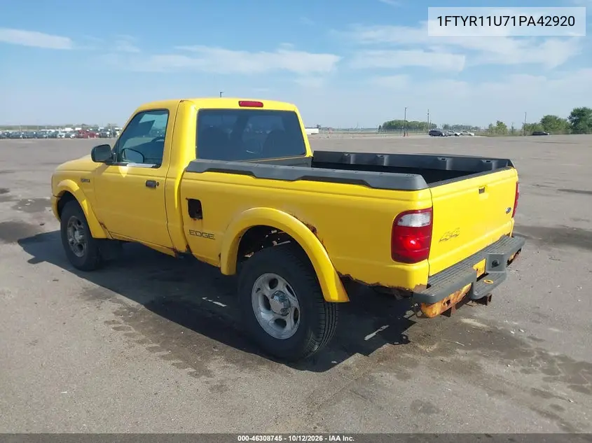 2001 FORD RANGER VIN 1FTYR11U71PA42920 — фото 3