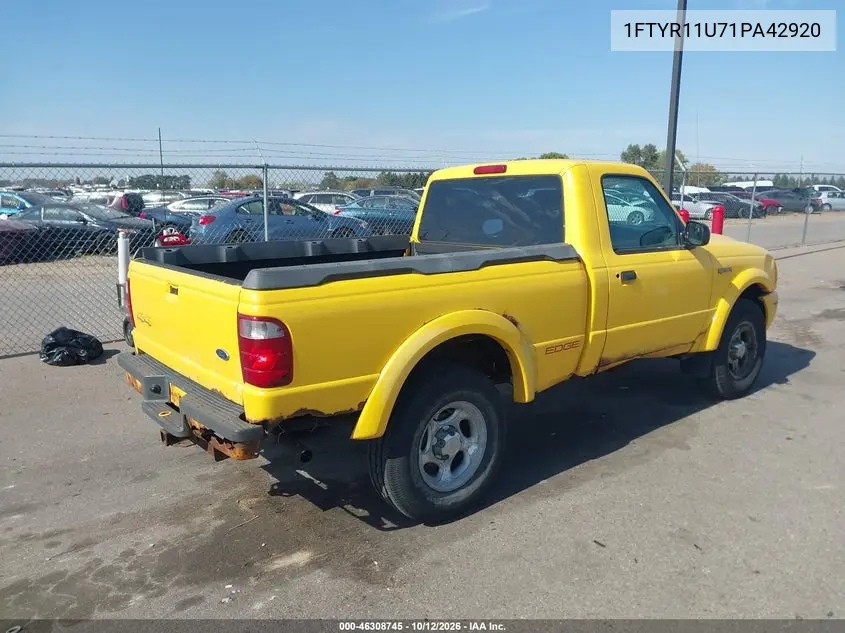 2001 FORD RANGER VIN 1FTYR11U71PA42920 — фото 4
