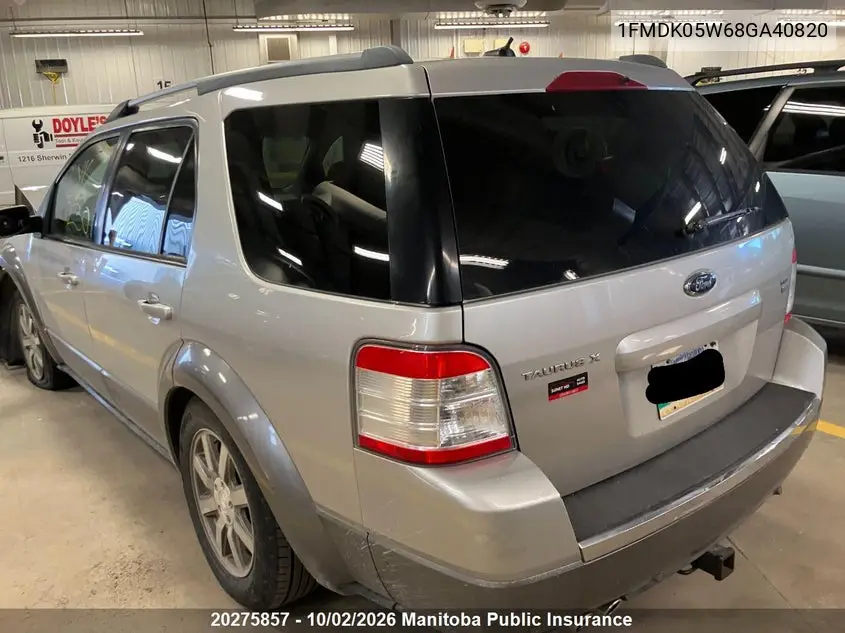 2008 FORD TAURUS X VIN 1FMDK05W68GA40820 — фото 4
