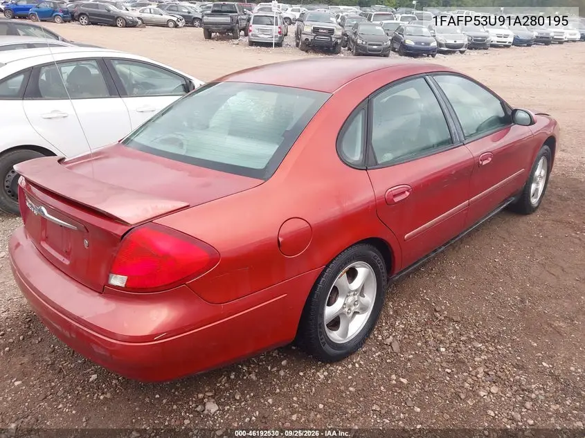 2001 FORD TAURUS VIN 1FAFP53U91A280195 — фото 4