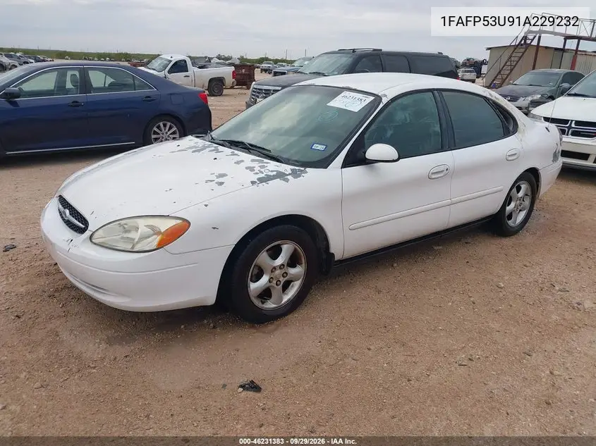 2001 FORD TAURUS VIN 1FAFP53U91A229232 — фото 2