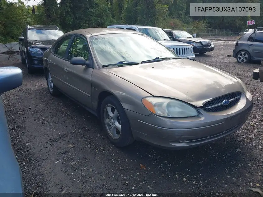 FORD TAURUS 2003, VIN 1FAFP53UX3A107093