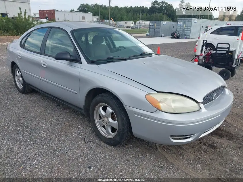 FORD TAURUS 2006, VIN 1FAFP53UX6A111598
