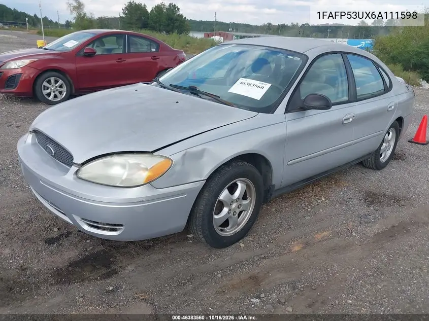 2006 FORD TAURUS VIN 1FAFP53UX6A111598 — фото 2