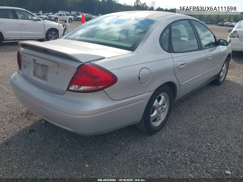 2006 FORD TAURUS VIN 1FAFP53UX6A111598 — фото 4