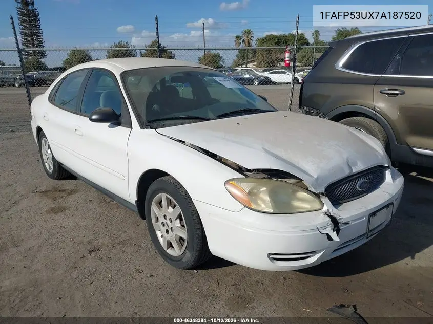 FORD TAURUS 2007, VIN 1FAFP53UX7A187520