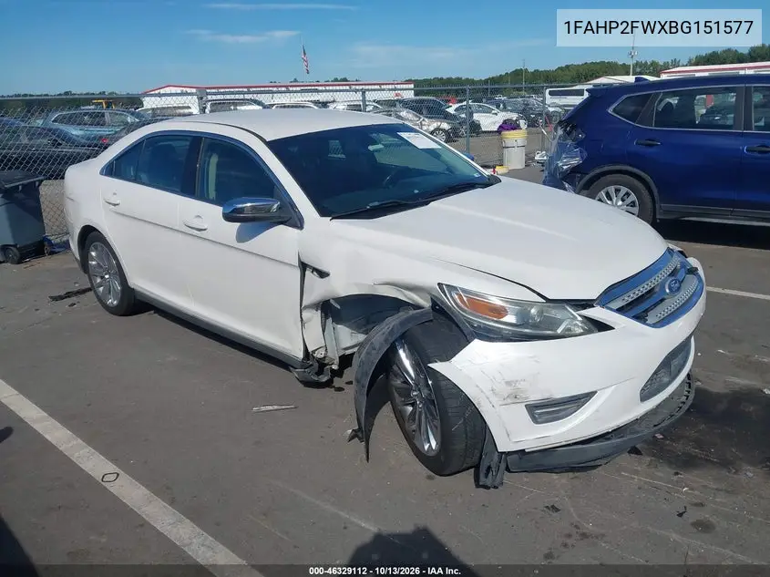 FORD TAURUS 2011, VIN 1FAHP2FWXBG151577