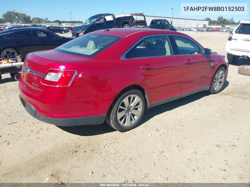 FORD TAURUS 2011, VIN 1FAHP2FW8BG152503