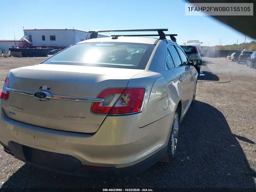 FORD TAURUS 2011, VIN 1FAHP2FW0BG155105