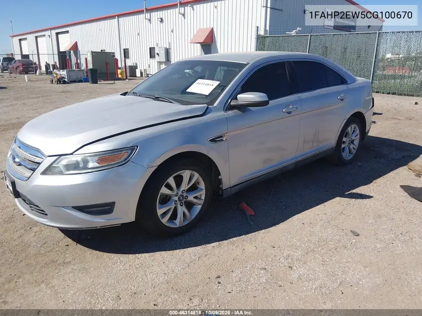 2012 FORD TAURUS VIN 1FAHP2EW5CG100670 — фото 2