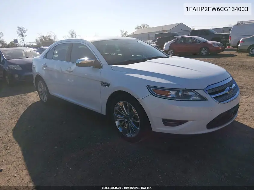 FORD TAURUS 2012, VIN 1FAHP2FW6CG134003