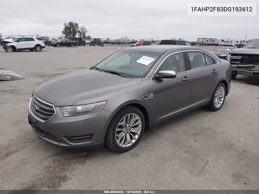 2013 FORD TAURUS VIN 1FAHP2F83DG193612 — фото 2