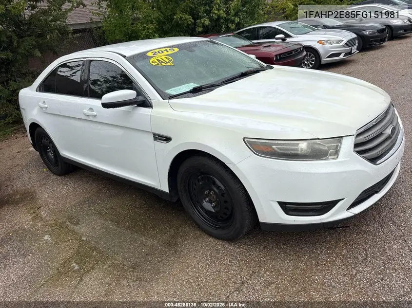 FORD TAURUS 2015, VIN 1FAHP2E85FG151981