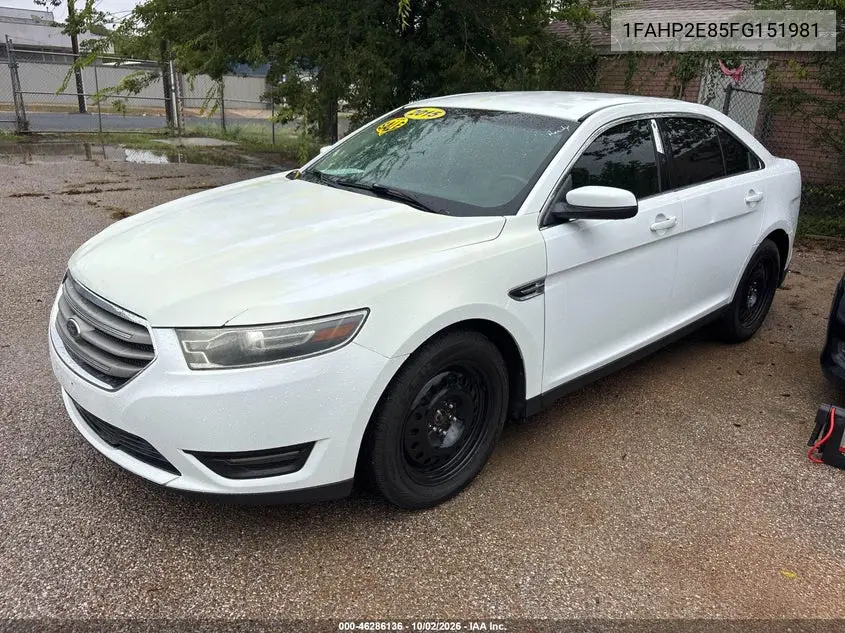 2015 FORD TAURUS VIN 1FAHP2E85FG151981 — фото 2